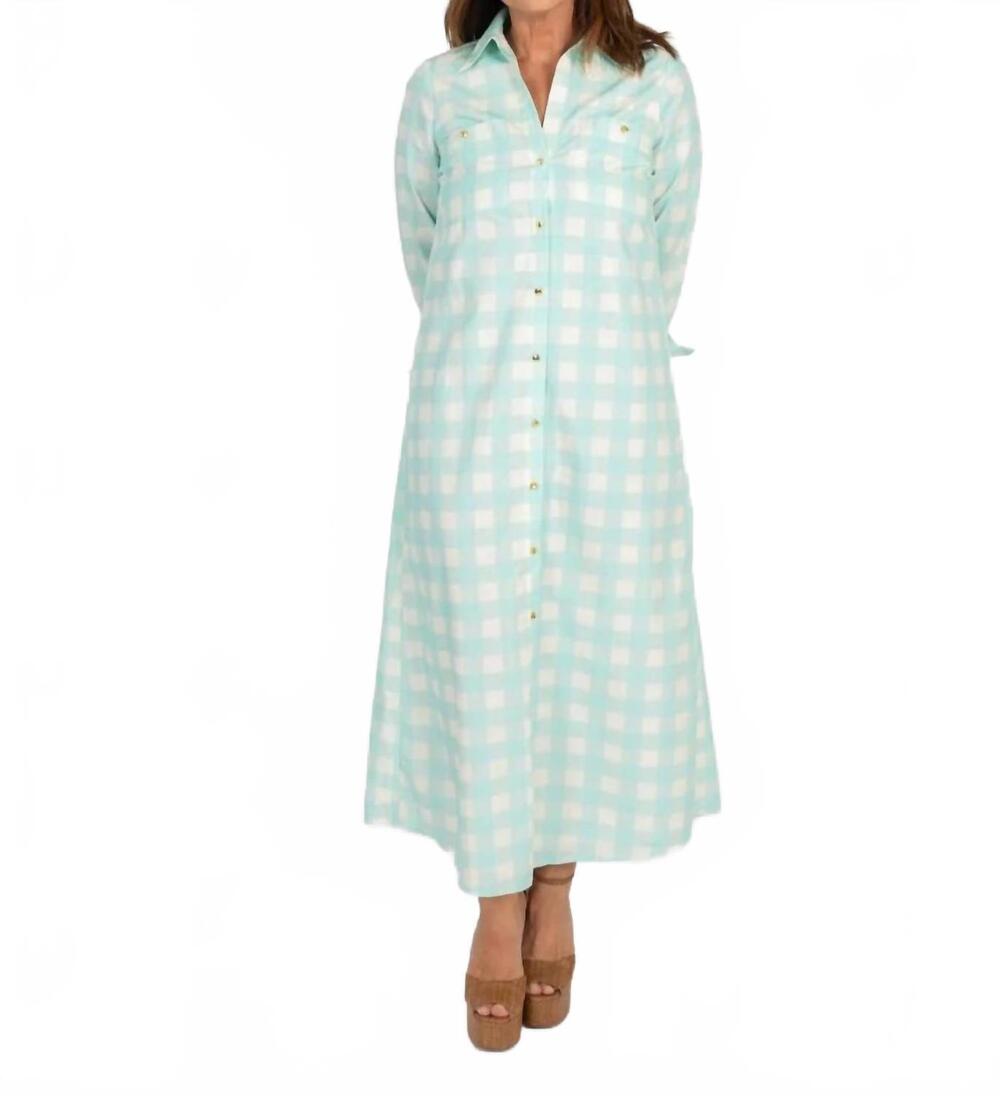 NEW GARLAND BAGS harper long sleeve dress in blue buffalo
